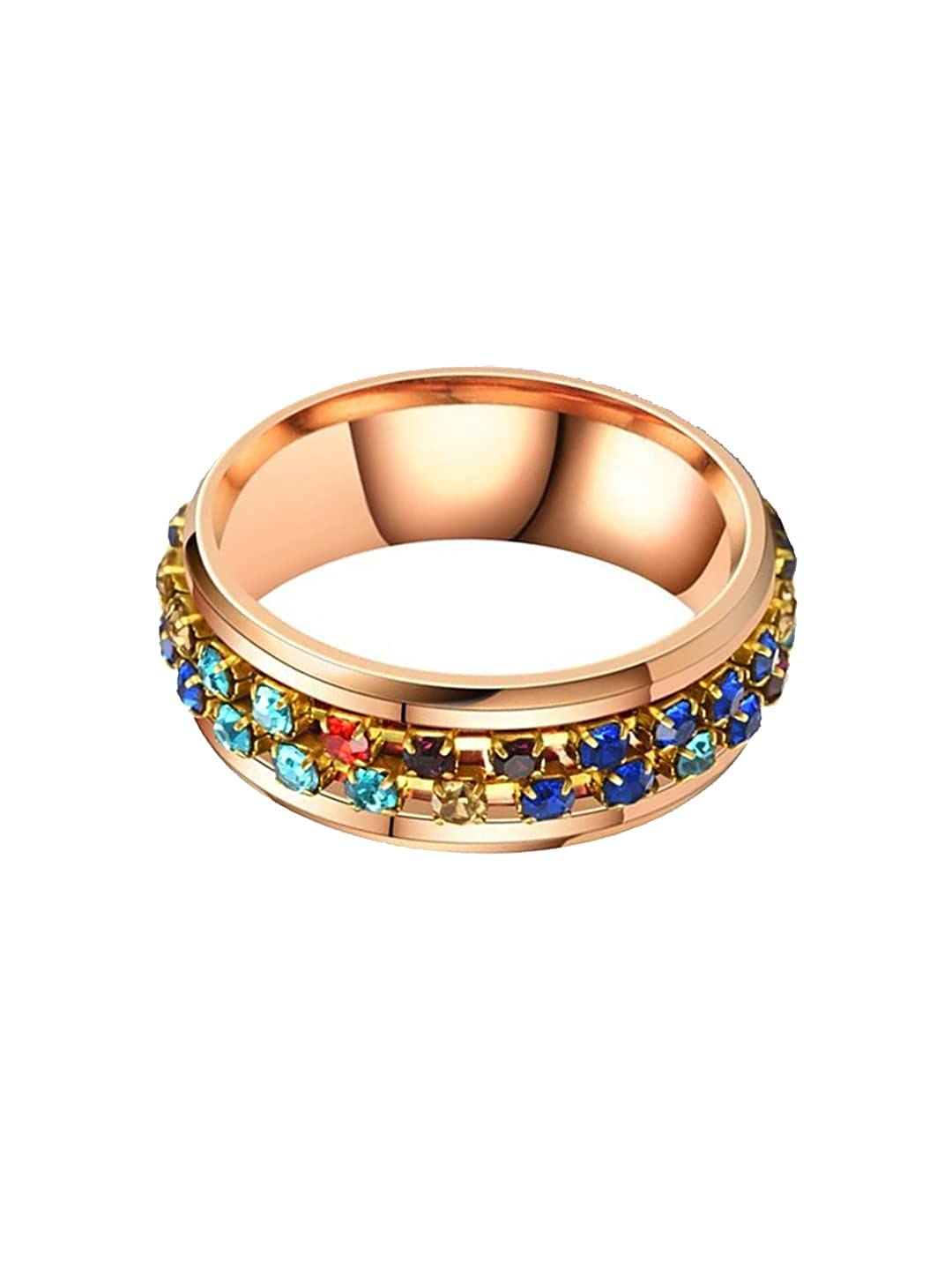 Yellow Chimes Ring For Women Gold Tone Multicolor Crystal Studded Designer Ring For Women and Girls