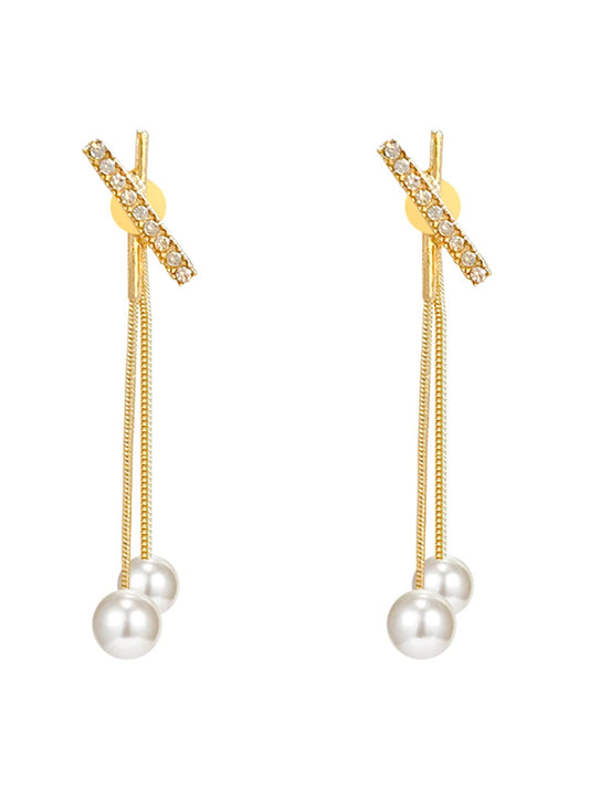 Yellow Chimes Earrings for Women and Girls Pearl Dangler | Gold Toned Pearl Drop Designed Long Danglers Earrings | Birthday Gift for girls and women Anniversary Gift for Wife