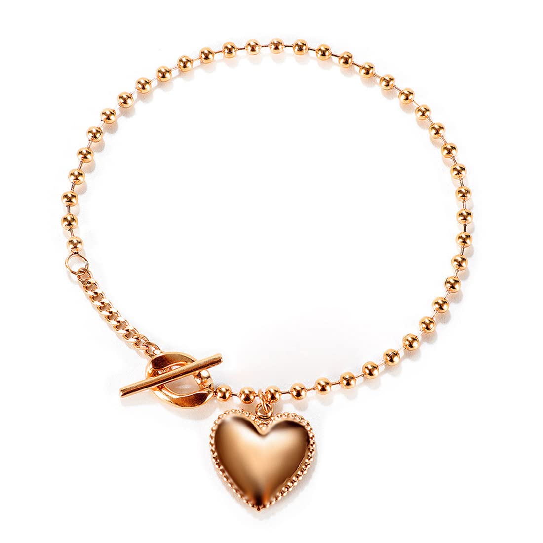 Yellow Chimes Bracelet for Women and Girls Rose Gold Bracelets for Women and Girls | Western Style Stainless Steel Heart Charm Chain Bracelet | Birthday Gift For girls and women Anniversary Gift for Wife