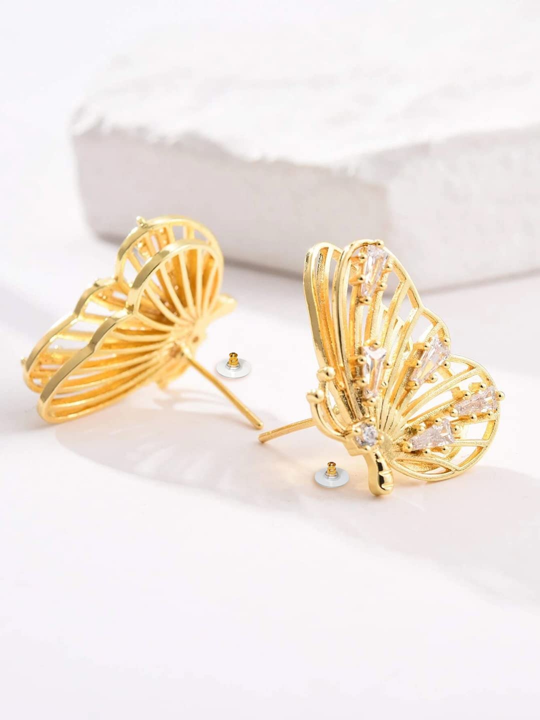 Yellow Chimes Earrings For Women Gold Tone Butterfly Crystal Studded Drop Earrings For Women and Girls