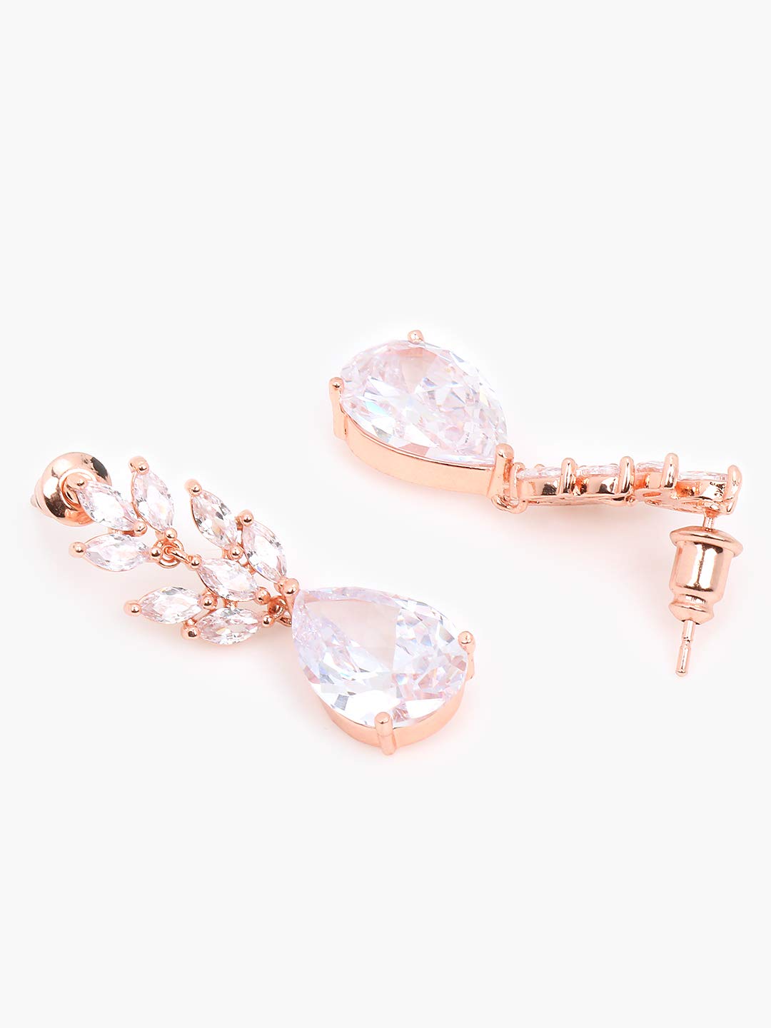 Yellow Chimes Exclusive Crystal from Swarovski Classic Leafy Designe Rose Gold Plated Stylish Dangler Earrings for Women and Girls (Rose Gold)
