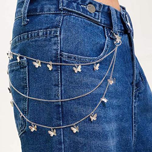 Yellow Chimes Jeans Chain for Men Stainless Steel Silver Multi-layer Silver Jeans Chain for Men and Wome (Style 4)