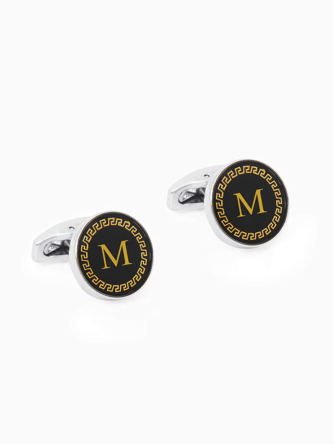 Yellow Chimes Cufflinks for Men Alphabets Cuff links M Statement Stainless Steel Cufflinks for Men and Boy's