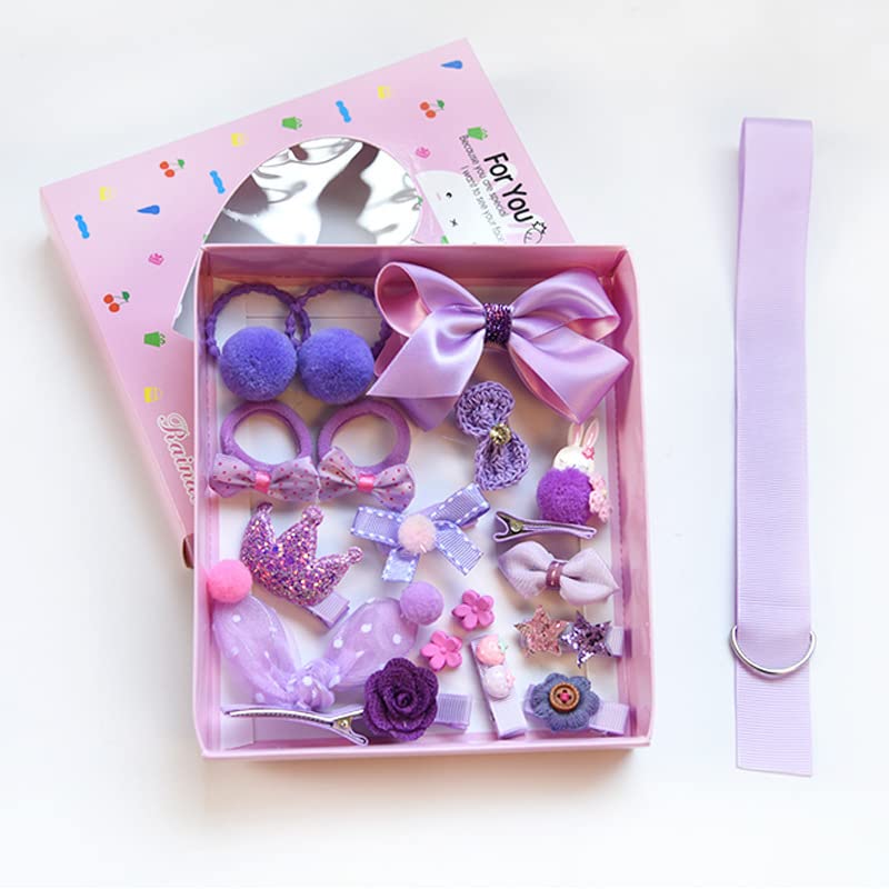 Melbees by Yellow Chimes Kids Hair Accessories for Girls Hair Accessories Combo Set Purple 18 Pcs Baby Girl's Hair Clips Set Cute Ponytail Holder Claw Clip Bow Clips For Girls Assortment Gift set for Kids Teens Toddlers