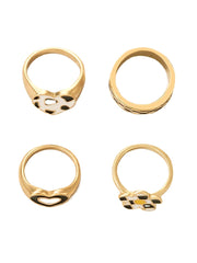 Yellow Chimes Rings for Women Combo of 4 Pcs Stack Rings Gold Plated Midi Finger Knuckle Ring Set for Women and Girls.