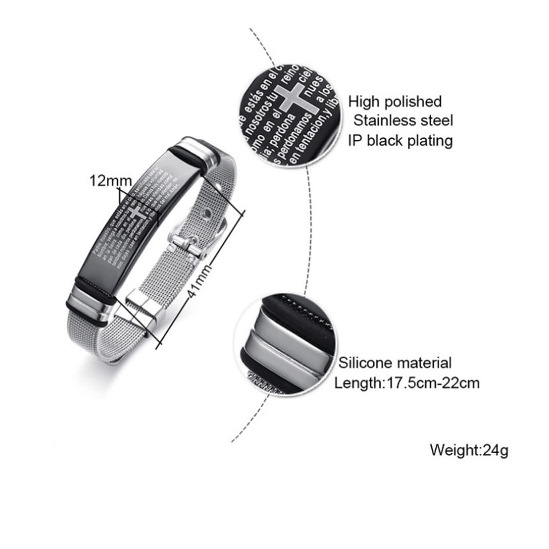 Mens Stainless Steel Watch Style Link Bracelet