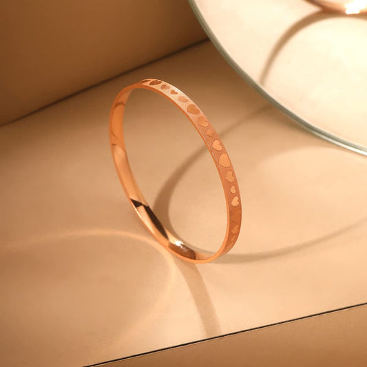 Yellow Chimes Bangles for Women & Girls Traditional Rose Gold Bangles for women Rose Gold Plated Bangles for Girls | Heart Designed Bangles | Birthday Gift For girls & women Anniversary Gift for Wife