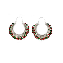 Yellow Chimes Earrings for Women & Girls | Fashion Silver Pearl Hoop | Silver Tone hanging Pearls Earring | Big Hoops Earrings | Birthday & Anniversary Gift