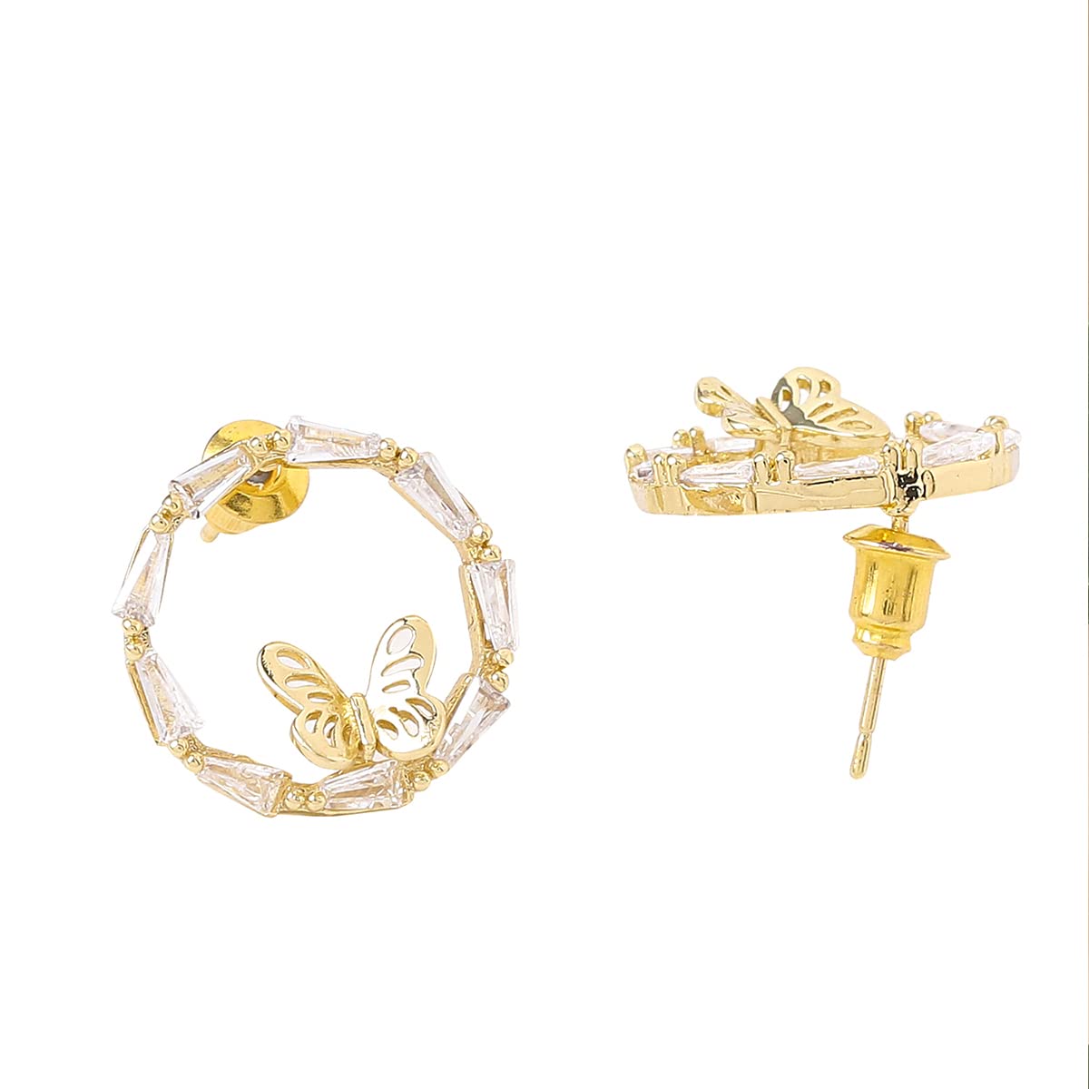Yellow Chimes Earrings For Women Gold Toned Round Hoop With Butterfly Embellished Earrings For Women and Girls