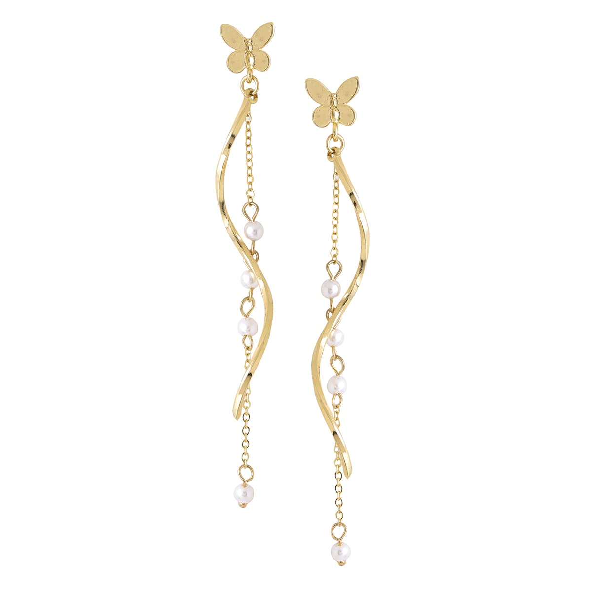 Yellow Chimes Earrings For Women Gold Tone Butterfly Shape Stud Twist Wire Drop Dangle Earrings For Women and Girls