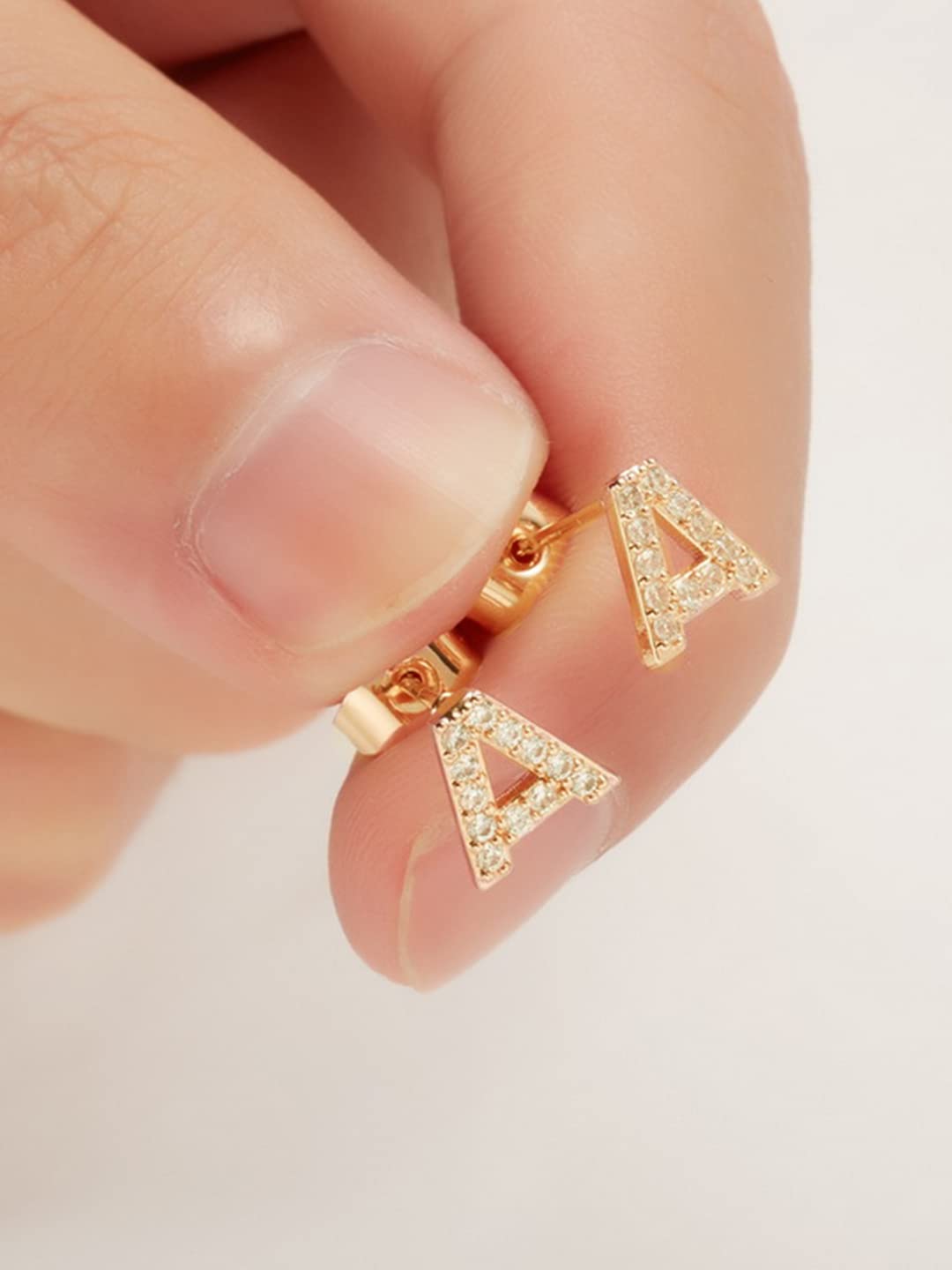 Yellow Chimes Stud Earrings for Girls Gold Plated Crystal Studded Initial A Letter Studs For Kids and Girls.