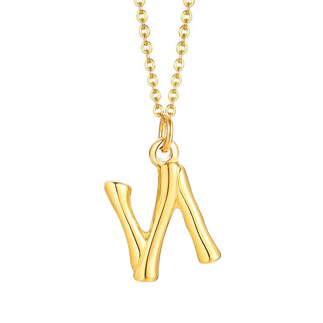 Yellow Chimes Latest Fashion Stainless Steel 18K Gold Plated Initial Pendant with Alphabet N for Women and Girls, Medium (Model: YCFJPD-N363INI-GL)