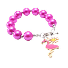 Melbees by Yellow Chimes Bracelet for Girls Kids Charm Bracelets for Girls | Pink Flamingo Charm Beads Bracelet For Girls kids | Birthday Gift For Kids and Girls