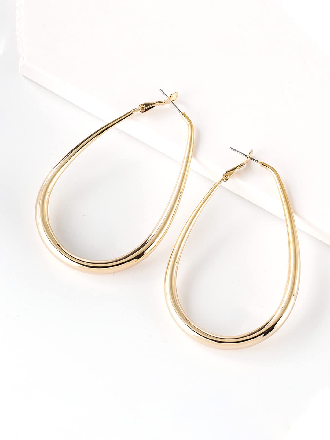 Yellow Chimes Earrings for Women and Girls Hoop Earrings for Girls| Gold Plated Oval Shaped Hoop Earrings | Birthday Gift for girls and women Anniversary Gift for Wife