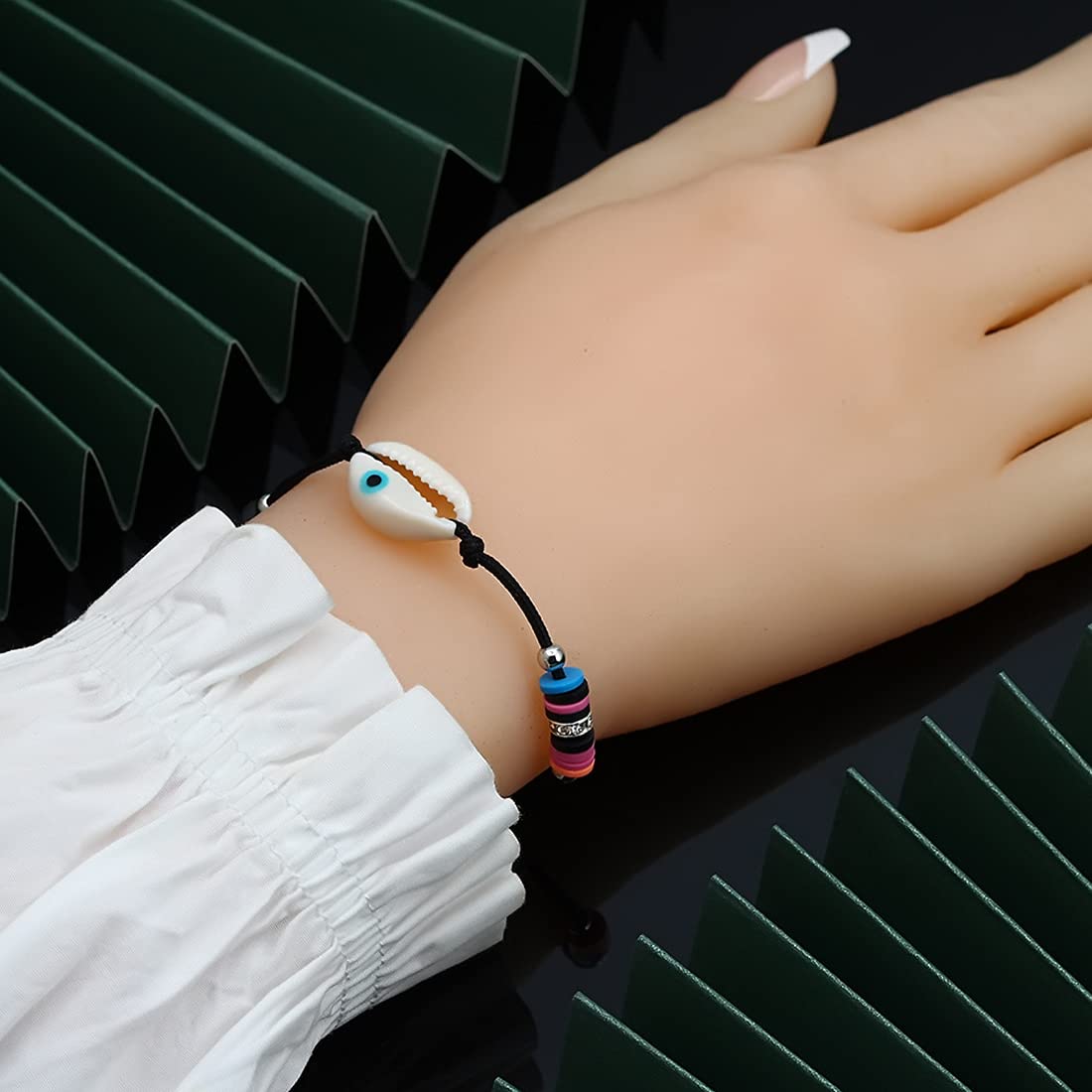 Yellow Chimes Exclusive Evil Eye Beads Black Strechable Unisex Hand Bracelet for Men and Women, Medium