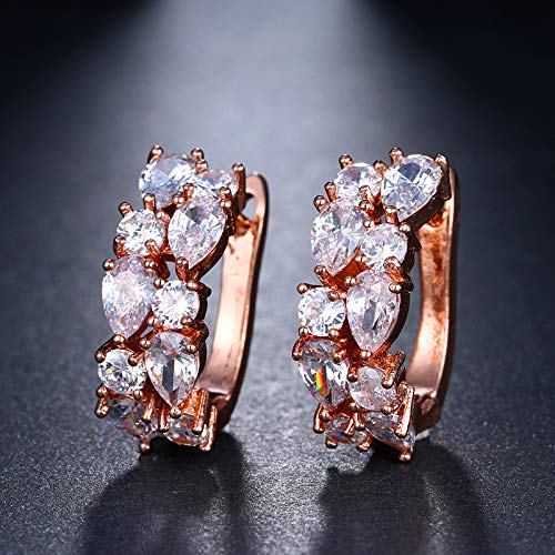 Yellow Chimes Clip On Earrings for Women 18K Rose Gold Plated Sparkling Flowerets Vine Swiss Zircon Crystal Clip On Earrings and Girls.