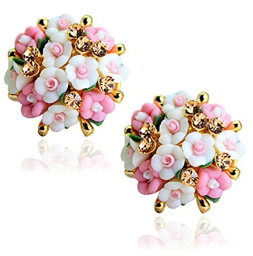 Yellow Chimes Stud Earrings for Women Combo of 2 Pairs Floral Stud Earrings Gold Plated Pink & Peach Studs for Girls and Women.