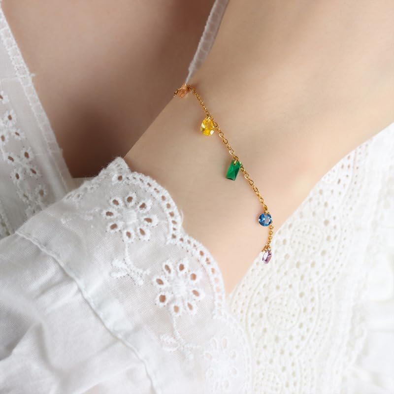 Yellow Chimes Bracelet for Women and Girls Fashion Golden Chain Bracelets for Women Gold Plated Crystal Charms Link Chain Bracelet | Birthday Gift For Girls & Women Anniversary Gift for Wife