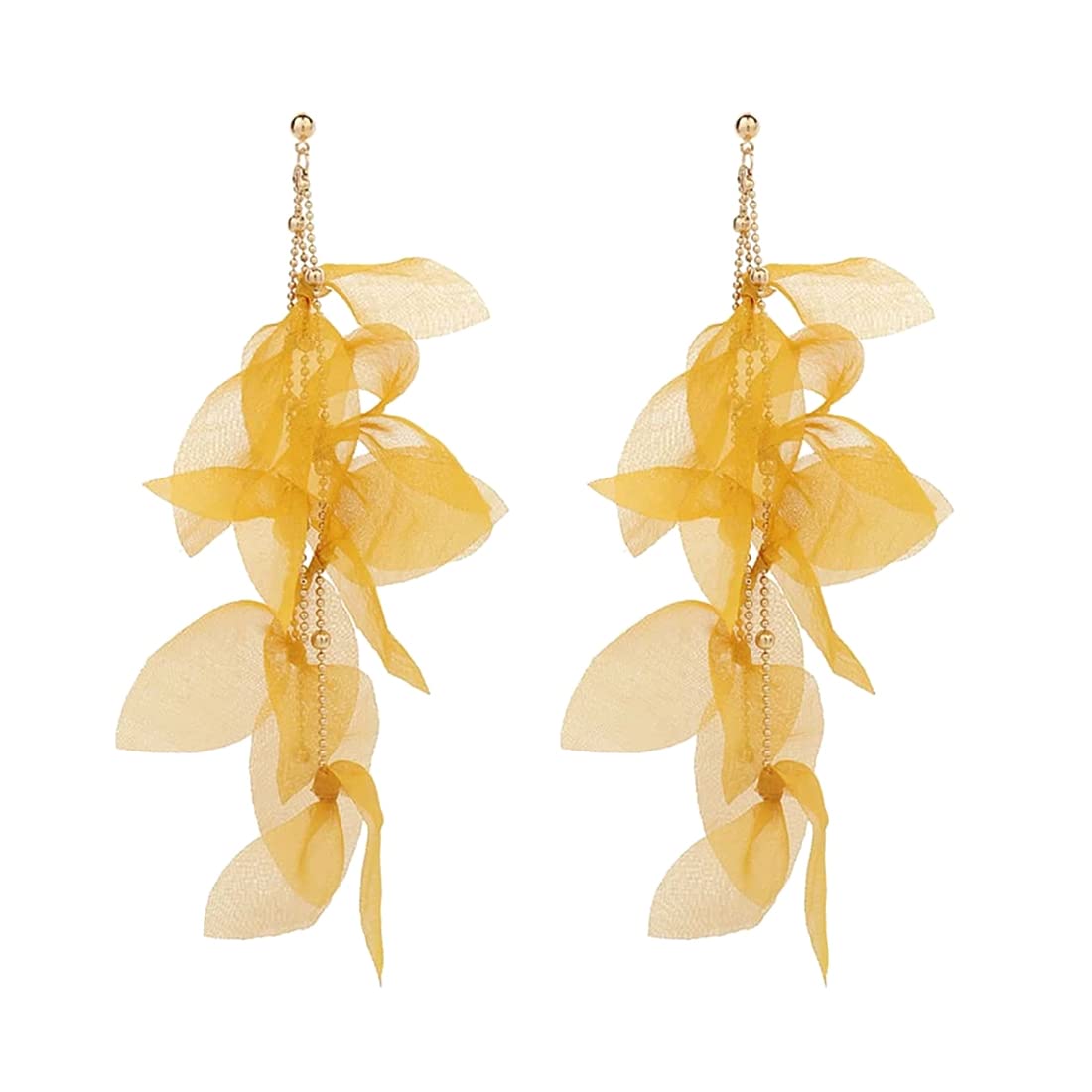 Yellow Chimes Earrings For Women Yellow color Petal Shape Designed Long Drop Dangler Earrings For Women and Girls