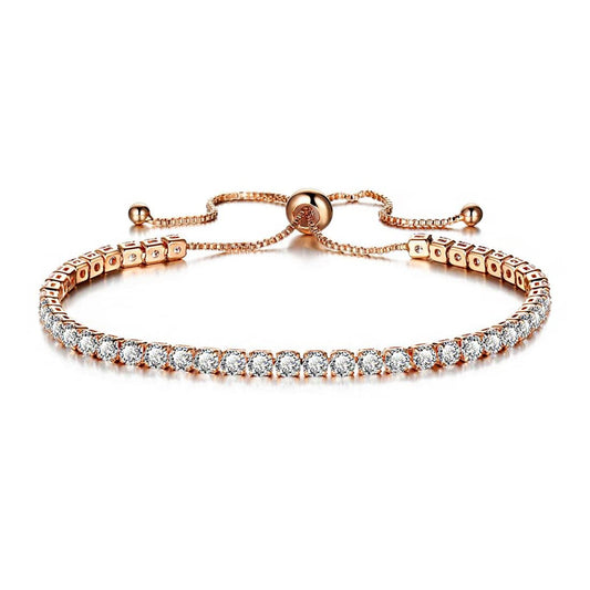 Yellow Chimes Valentine Gift for Girls Elegant Rose Gold plated White Crystal Studded Adjustable bracelet for Women and Girls