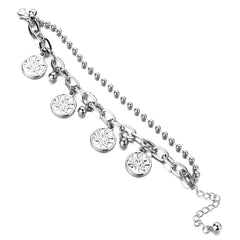Yellow Chimes Stylish Silver Plated Coin Design Chain Beads Adjustable Bracelet for Women and Girls, Medium