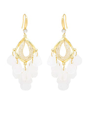 Yellow Chimes Earrings for Women with White Crystal Studded Classic Design Gold Plated Jewellery for Women and Girls