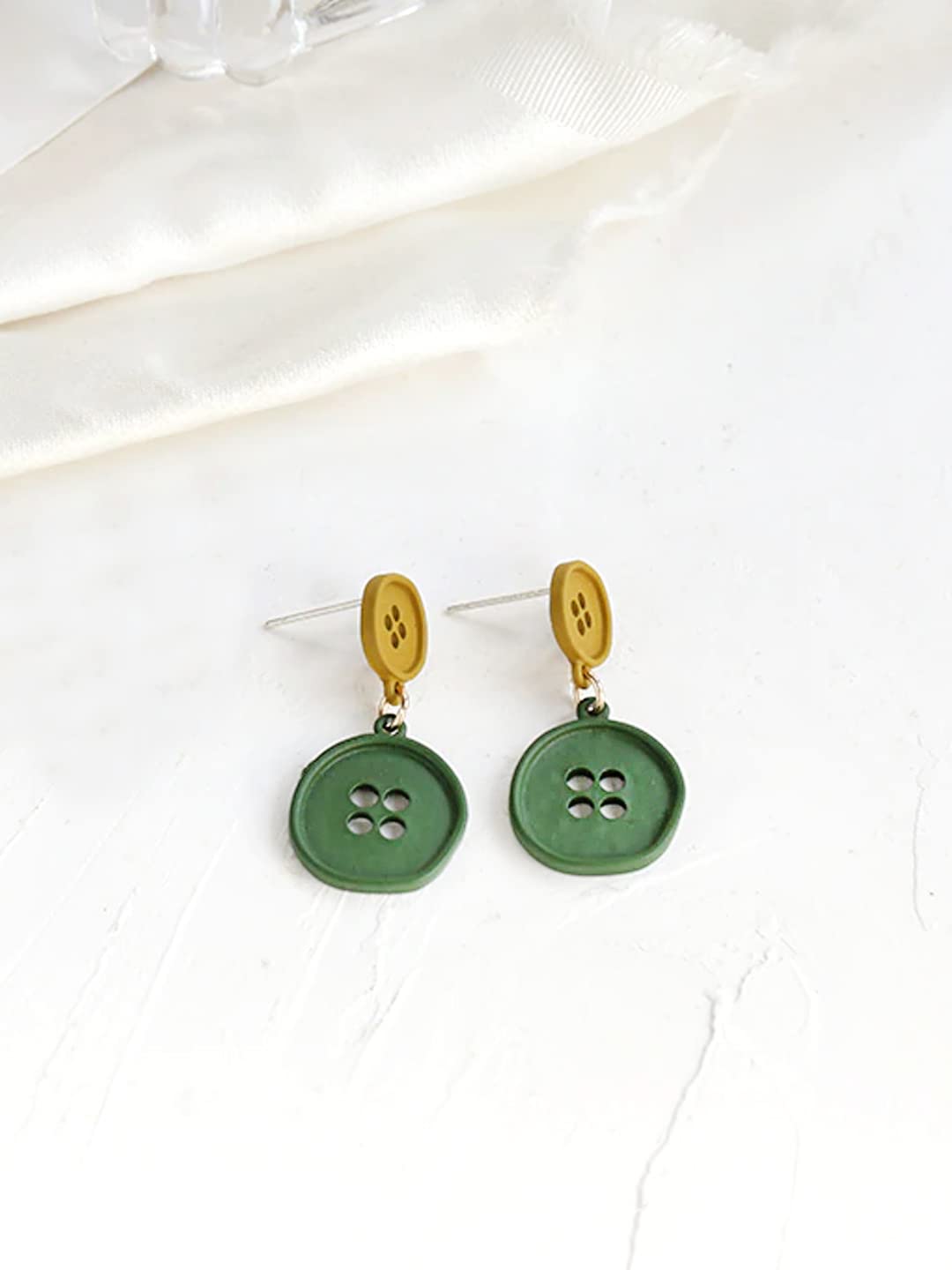 Yellow Chimes Earrings for Women and Girls Drop Earrings for Girls | Multicolor Shirt Button Designed Drop Earrings | Birthday Gift for girls and women Anniversary Gift for Wife