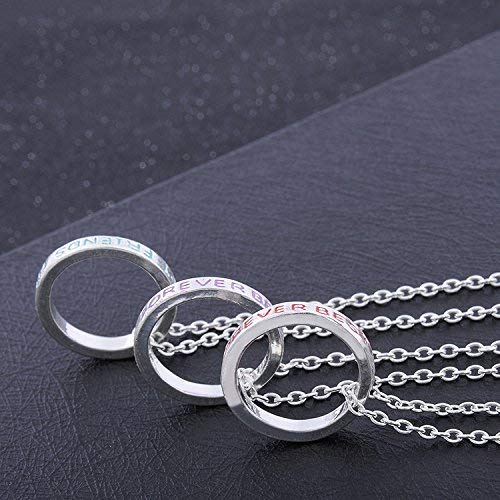 Yellow Chimes Pendant for Women and Girls Friendship's Day Special Silver Best Friend Chain Necklace | Circle Rings 3 Pcs Best Friends Forever BFF Necklace Chain Pendant Locket | Gift for Best Friend