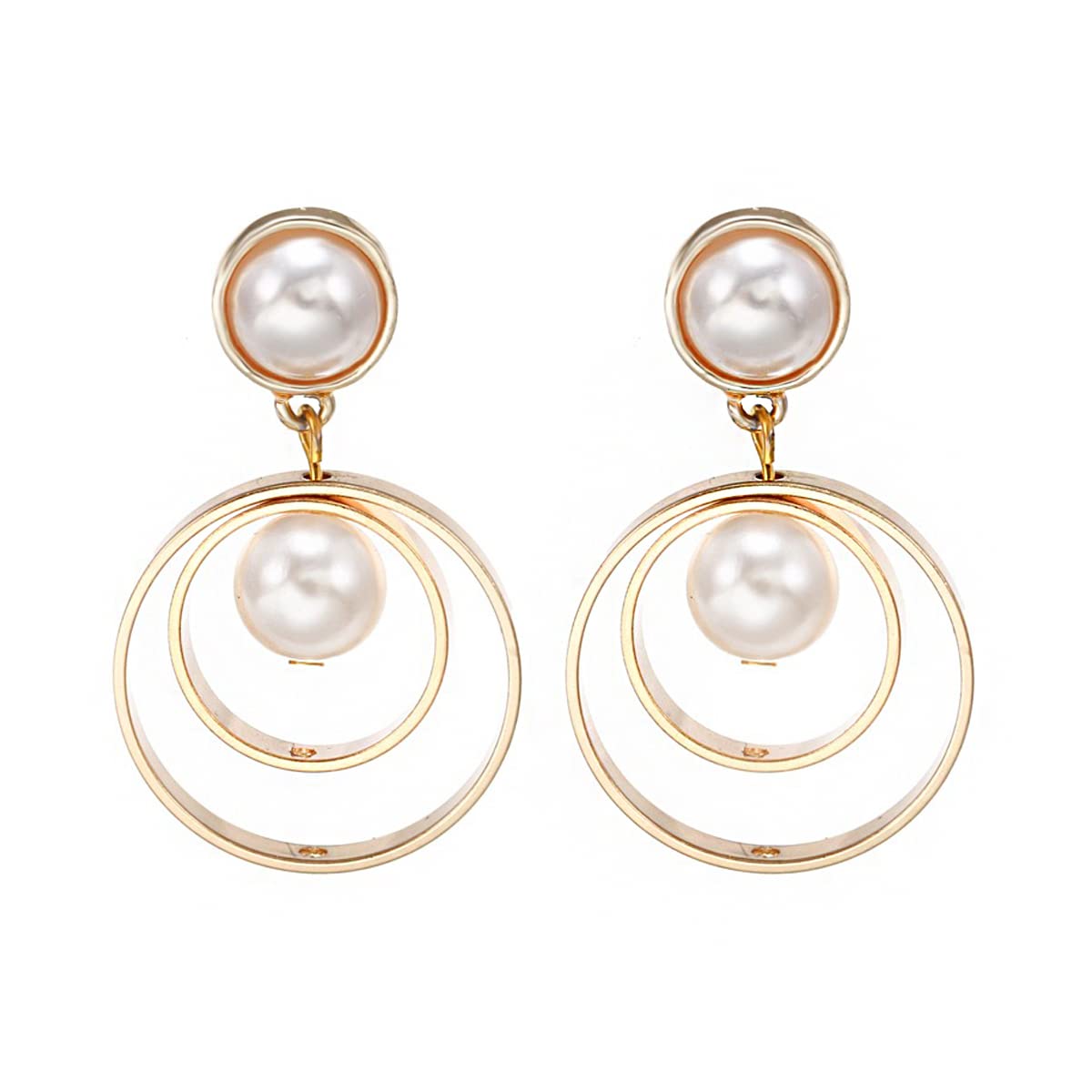 Yellow Chimes Earrings For Women Gold Tone Pearl Circle Dngle Drop Earring For Women and Girl