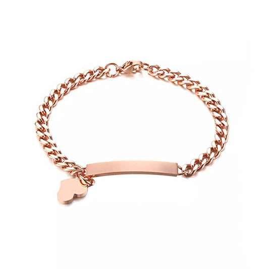 Yellow Chimes Stainless Steel Faith Hope Love Heartbeat Design Rose Gold Chain Tag Bracelet for Women and Girls