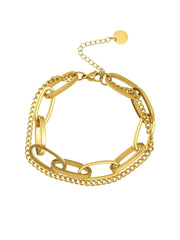 Yellow Chimes Bracelet for Women Rose Gold-Plated Stainless Steel Heartbeat Love Heart Charm Bracelet For Women and Girls