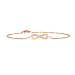 Kairangi Bracelet for Women and Girls | Rosegold Plated Valentines Special Infinity Love Crystal Chain Bracelet | Birthday Gift For girls and women Anniversary Gift for Wife
