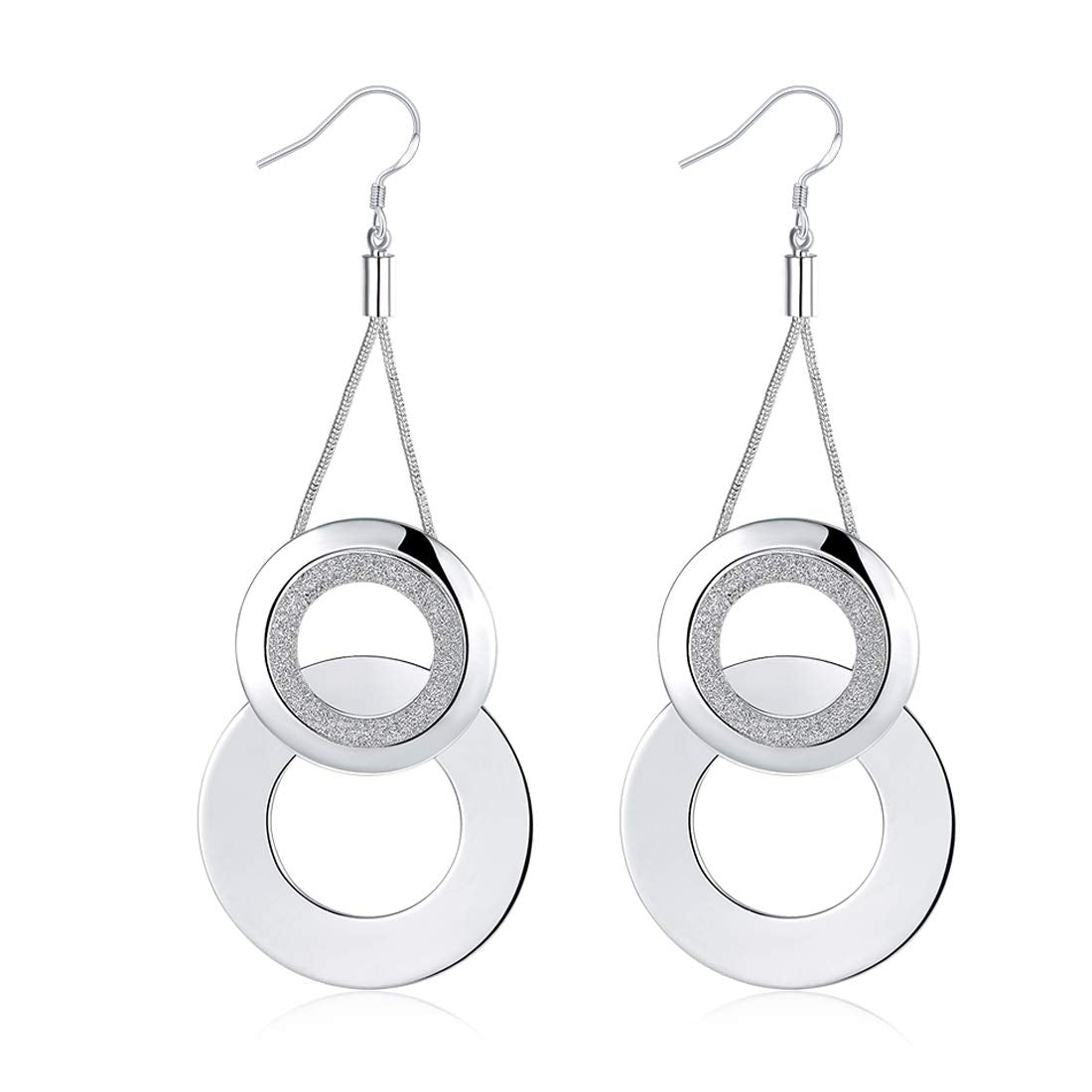 Yellow Chimes Dual Testured Circles Alloy Chandelier Earring for Women & Girls