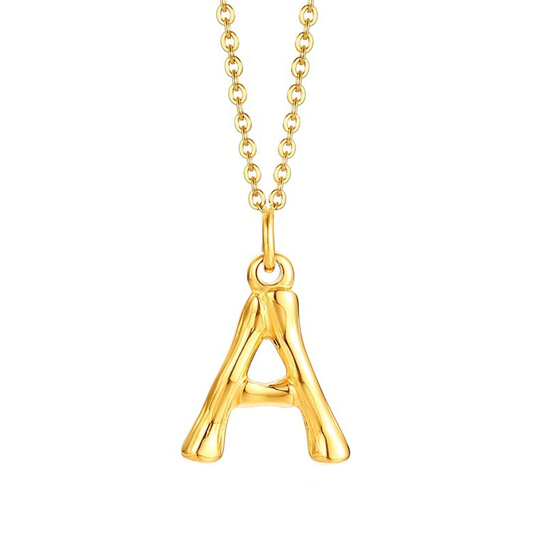 Yellow Chimes Alphabet Pendant Necklace for Women Alphabet A Initial Golden Pendant Stainless Steel Gold Plated Chain Pendant for Women and Men.