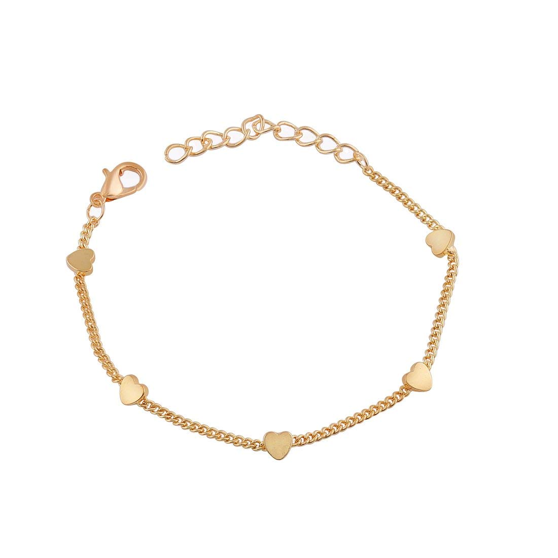 Yellow Chimes Exclusive Valentine Collection Pentagram Heart Design Gold Plated Chain Bracelet for Women and Girl's