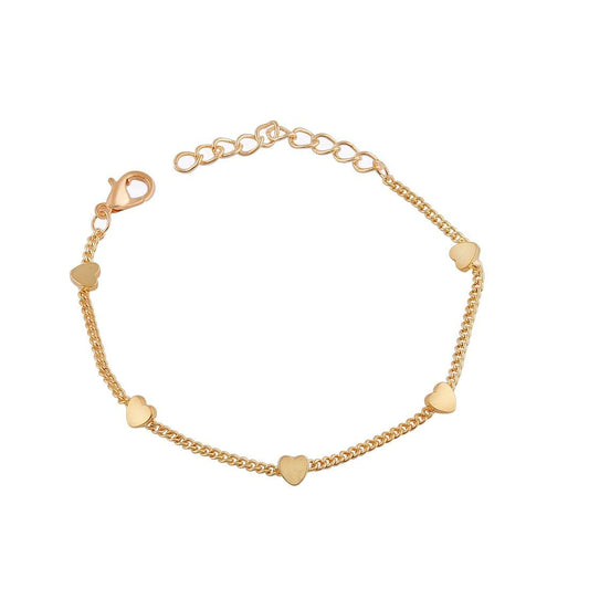 Yellow Chimes Exclusive Valentine Collection Pentagram Heart Design Gold Plated Chain Bracelet for Women and Girl's