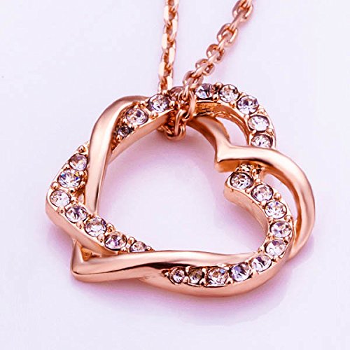 Yellow Chimes Rose Gold Pendant for Women Embracing Hearts-in-Love 18K Real Rose Gold Plated Crystal Pendant for Women and Girl's Valentine Gift for Girls