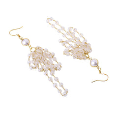 Yellow Chimes Earrings For Women Gold Tone Sparkling Crystal Studded Hanging Tassel Dangler Earrings For Women and Girls