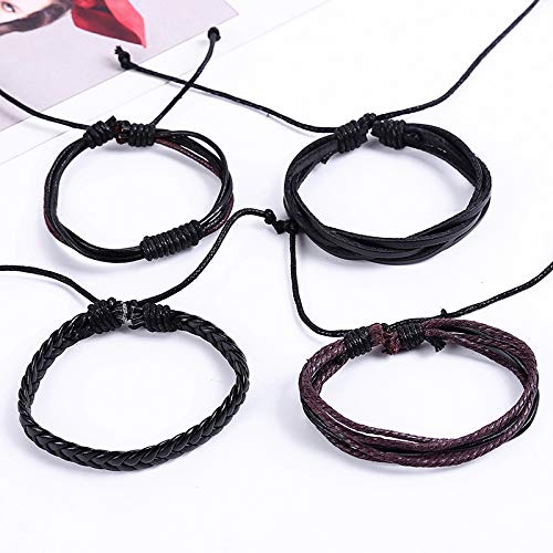 Yellow Chimes 4 Pcs Wrap Stylish Trendy Unisex by Yellow Chimes Multi Strand Bracelet for Men (Brown, Black) (YCFJBR-114WRP-DBR)