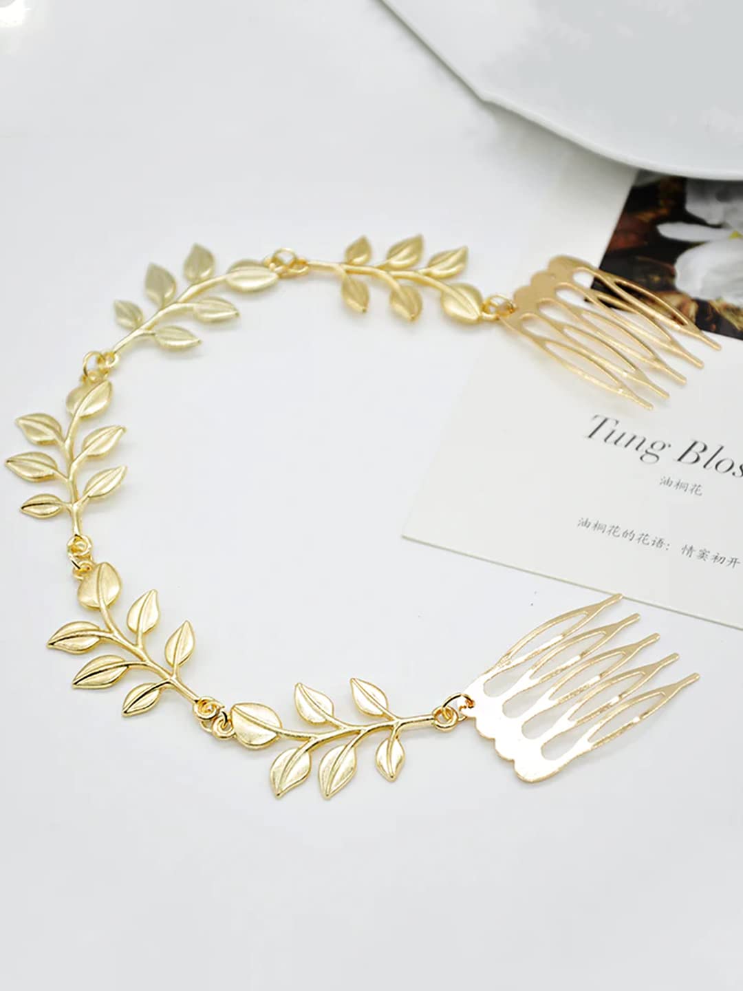 Yellow Chimes Comb Pin For Women Gold Tone Floral Hair Comb Clip For Women and Girls