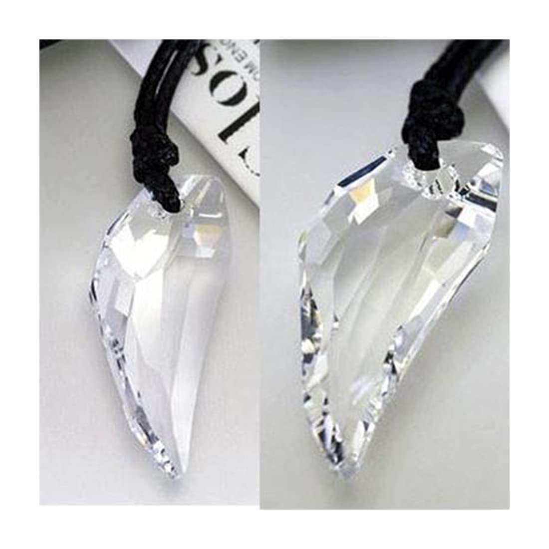 Yellow Chimes White Crystal Adjustable Black Leather Rope Pendant for Men and Women