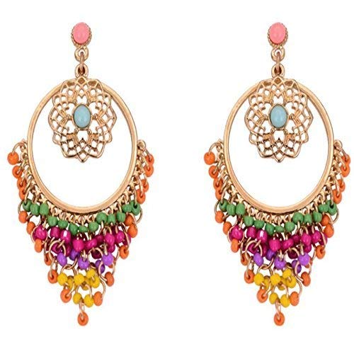 Yellow Chimes Lively Beads Trendy Stylish Tassel Earrings for Women and Girls