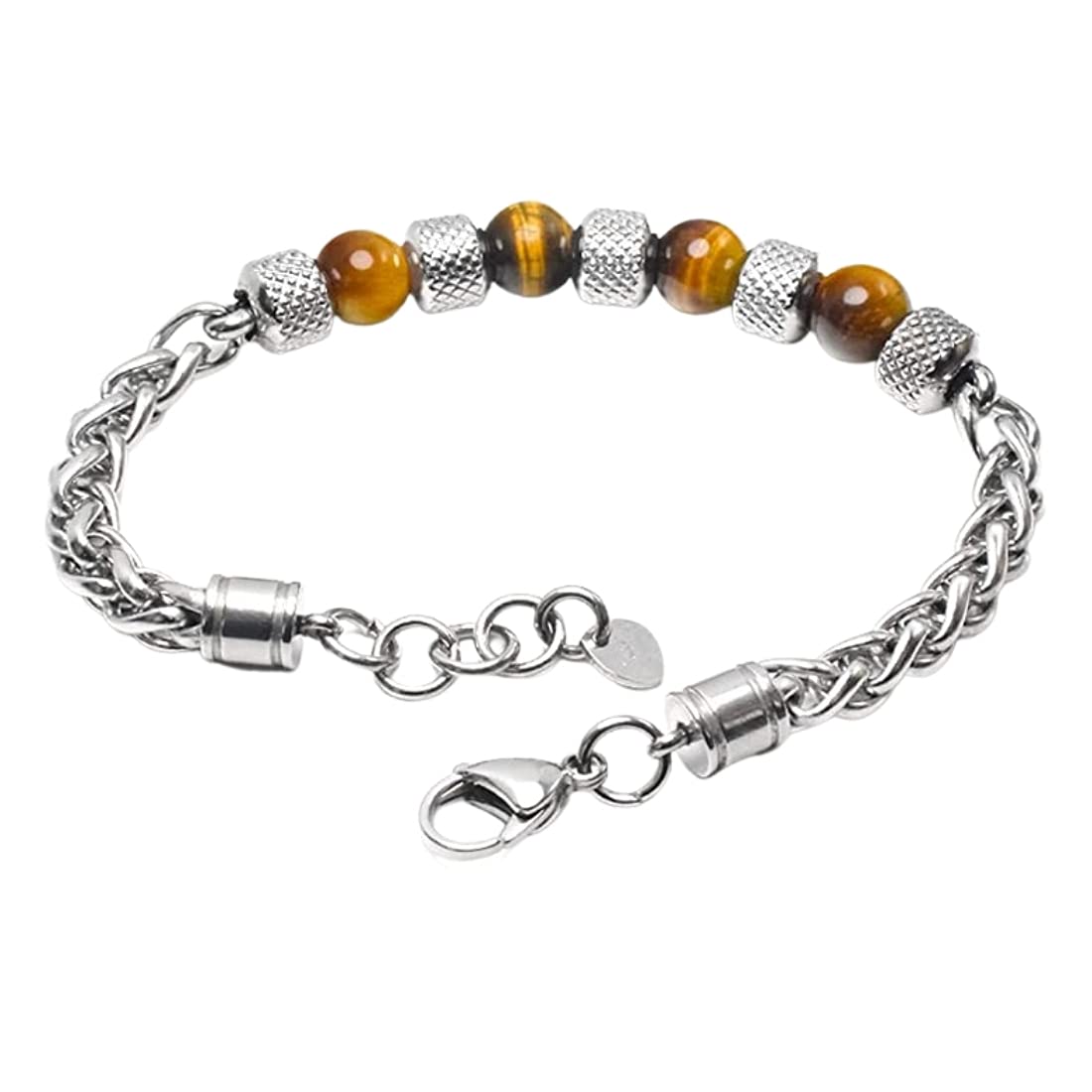 Yellow Chimes Beads Bracelet for Men Stainless Steel High Polished with Handmade Tiger Eye stones Bracelet for men and Boys.