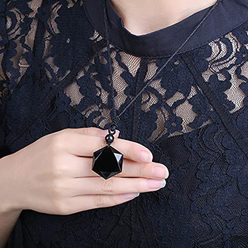 Yellow Chimes Pendant for Women Black Men Pendant Black Crystal Diamond with Adjustable Leather Rope Pendants for Men and Womens.