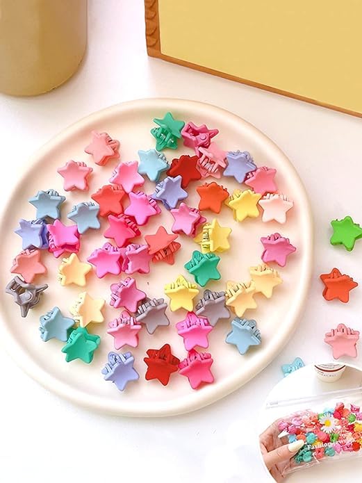 Kairangi Hair Clips for Girls Kids Hair Accessories for Girls Hair Claw Clips for Girls Kids Multicolor Star Small Claw Clip 50 Pcs Mini Hair Claw Clips for Girls Baby's Clutchers for Hair