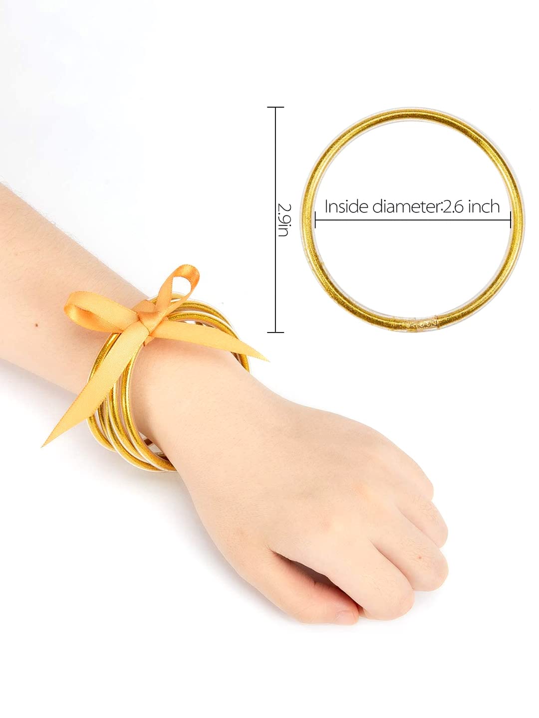 Yellow Chimes Glitter Bangles for Women Gold Glitter filled Jelly Silicone Bangles Set for Women and Girls