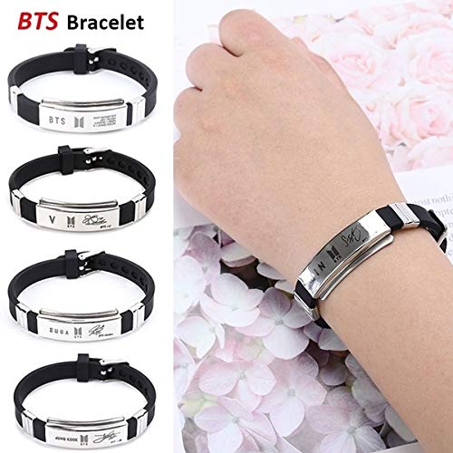 Yellow Chimes Bracelets for Girls and Boys BTS Bracelet for Girls & Boys Silver Toned BTS Band Exquisite Signature Jimin Bracelets | Stainless Steel Silicon Wristband Bracelet