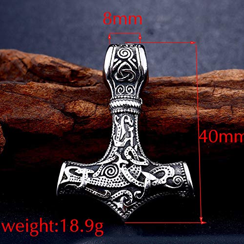 Yellow Chimes Pendant for Men Silver Men Pendant Thor's Hammer Mjolnir Braided Black Leather Rope Silver Pendant Necklace for Men and Boys.