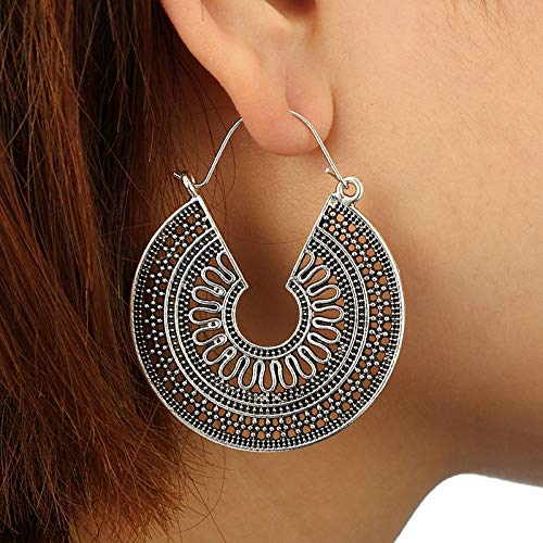 Yellow Chimes Oxidized Silver Fancy Party Ware Alloy Chandbali Earring for Women and Girls