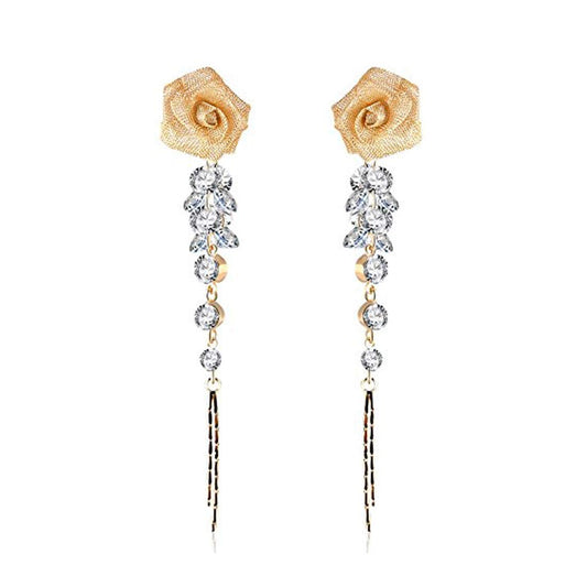 Yellow Chimes Luxurious Latest Modal Floral Designer Cubic Zircon Dangle Earrings For Women